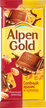 Альпен Гольд 85гр. шоколад молочый с соленым миндалем и карамелью*21шт. Alpen Gold