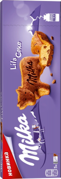 Милка Пирожное бисквитное Milka Lila Cake с кусочками мол.ш-да и какао140г 1*16