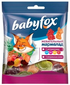 Мармелад жевательный «BabyFox» c витаминами (ассорти вкусов) 30гр./90шт.