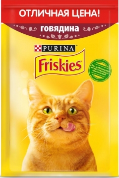 Friskies для взрослых кошек говядина 50гр./10шт. Фрискис