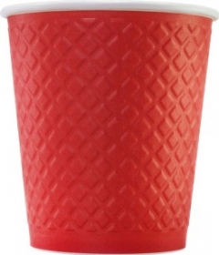 Стакан бумажный одноразовый двухслойный с конгревом Waffle Red 250 ml/500шт.