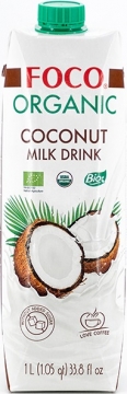 Органический кокосовый молочный напиток 1 литр FOCO , БЕЗ САХАРА 12шт.
