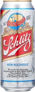 Schlitz Alkoholfrei (Шлиц Алкогольфрай) светлое фильтрованное (ж/б) 0,5л/24шт.  Пиво безалкогольное