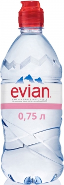 Evian 0,75л.*6шт. Спорт Эвиан Вода минеральная природная столовая