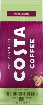 Costa Coffee Натуральный жареный кофе в зернах Bright blend. Средняя обжарка. 200гр./8шт.