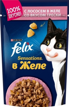 Felix корм для кошек кусочки в желе лосось пакетик 85гр./6шт. Феликс