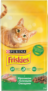 Friskies ЭДАЛТ сухой корм для кошек Кролик/Птица/Овощи 2кг./3шт. Фрискис