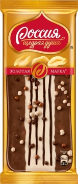 Золотая Марка Шоколад Дуэт молочный с арахисом плитка 85гр./5шт.