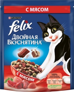 Felix Doubly Delicious мясо для кошек сухой корм 300гр./5шт. Феликс