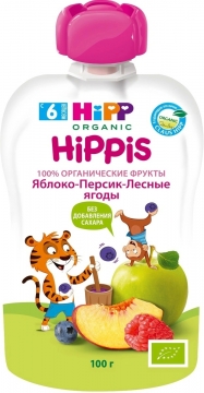 Hippis пюре яблоко-персик-лесные ягоды  100 г 1/6 Хипп