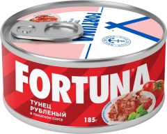 Тунец FORTUNA рубленый в томатном соусе 185г 1/24