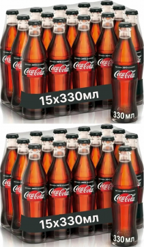Кока-кола 0,33л.*15шт. Зиро Стекло Гр - 2 упаковки