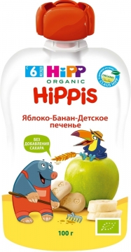 Hippis пюре яблоко-банан-детское печенье 100 г 1/6 Хипп
