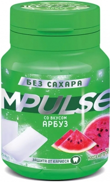 Жевательная резинка «Impulse» со вкусом «Арбуз», без сахара, 56гр./6шт.