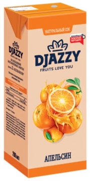 Сок «Djazzy» апельсиновый с мякотью 200мл./27шт.