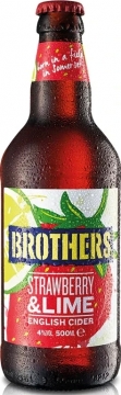 Сидр яблочный Brothers Strawberry & Lime Cider, игристый, полусладкий, 4%, 12х0,5л бутылка