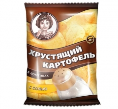 Хрустящий картофель чипсы в ломтиках 40гр./30шт. Соль