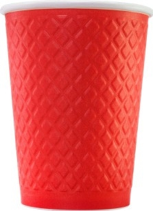 Стакан бумажный одноразовый двухслойный с конгревом Waffle Red 300 ml*400шт.