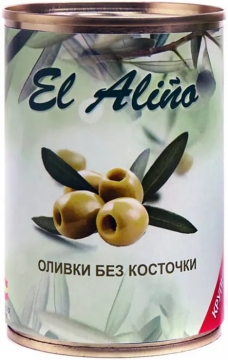 Оливки «EL alino» (крупные, без косточки) ж./б 270гр./12шт.