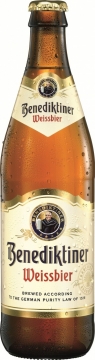 Пиво Benediktiner Weissbier светлое пастеризованное нефильтрованное, Алк.5,4 %, 0,5 л. Бутылка